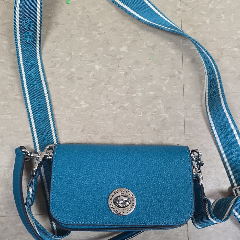 Marc Jacobs Teal Crossbody Bag with Silver Accents